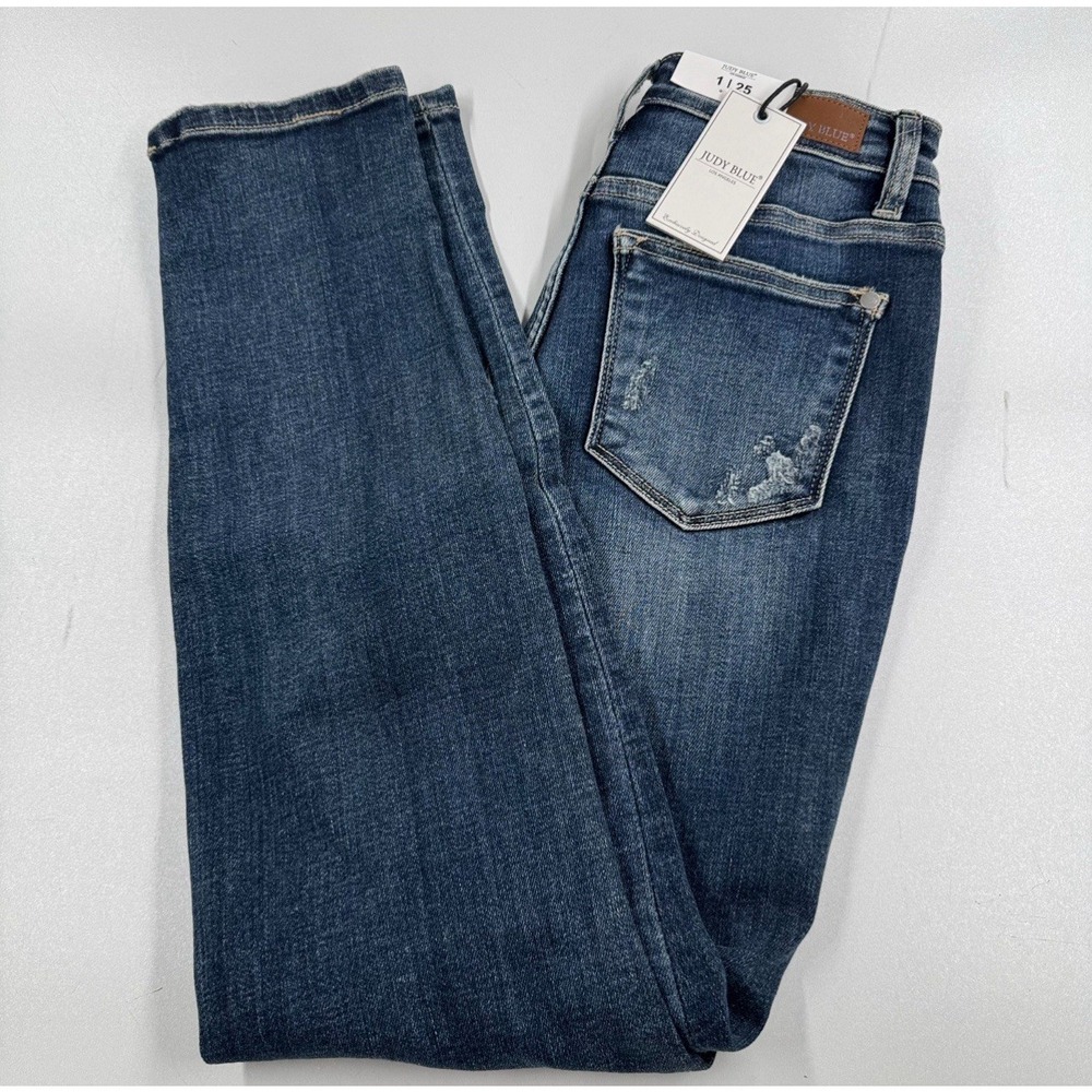 Judy Blue Los Angeles Jeans WOMENS Blue Boyfriend Fit Distressed SIZE 1/25 NEW